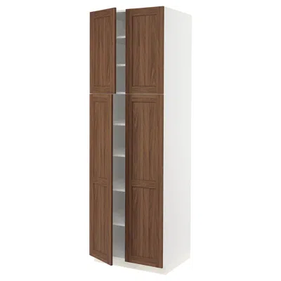 Ikea Sektion High Cabinet With Shelves/4 Doors, White Enköping/brown Walnut Effect, 30x24x90 "