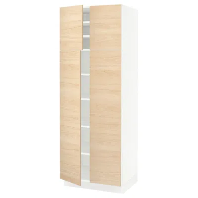 Ikea Sektion High Cabinet With Shelves/4 Doors, White/askersund Light Ash Effect, 30x24x80 " In Brown