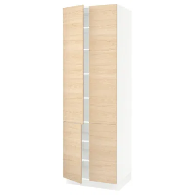 Ikea Sektion High Cabinet With Shelves/4 Doors, White/askersund Light Ash Effect, 30x24x90 "