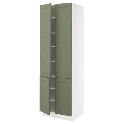 Ikea Sektion High Cabinet With Shelves/4 Doors, White/axstad Gray-green, 30x24x90 "