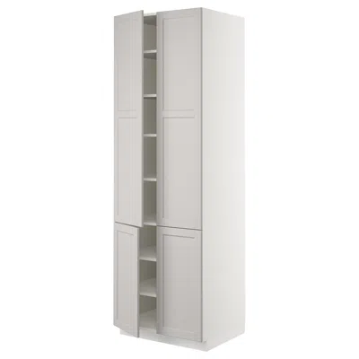 Ikea Sektion High Cabinet With Shelves/4 Doors, White/lerhyttan Light Gray, 30x24x90 "