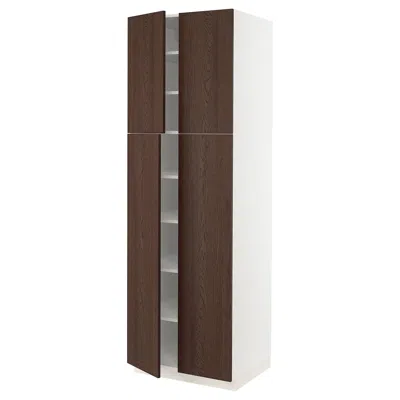 Ikea Sektion High Cabinet With Shelves/4 Doors, White/sinarp Brown, 30x24x90 "