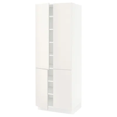 Ikea Sektion High Cabinet With Shelves/4 Doors, White/veddinge White, 30x24x80 "