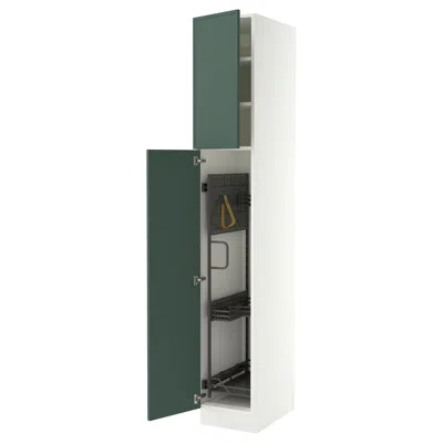 Ikea Sektion High Cabinet/pull-out Interior Fittings, White/aspudden Dark Gray-green, 15x24x90 "