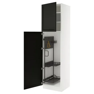 Ikea Sektion High Cabinet/pull-out Interior Fittings, White/lerhyttan Black Stained, 24x24x90 "