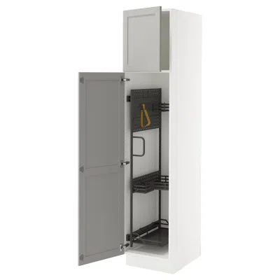 Ikea Sektion High Cabinet/pull-out Interior Fittings, White/lerhyttan Light Gray, 18x24x80 "