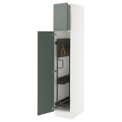 Ikea Sektion High Cabinet/pull-out Interior Fittings, White/nickebo Matte Grey-green, 15x24x80 "