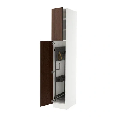 Ikea Sektion High Cabinet/pull-out Interior Fittings, White/sinarp Brown, 15x24x90 "