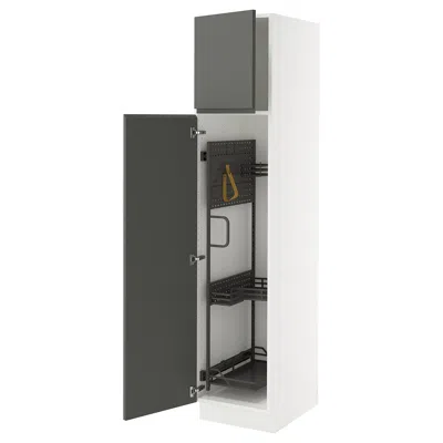 Ikea Sektion High Cabinet/pull-out Interior Fittings, White/voxtorp Dark Gray, 18x24x80 "