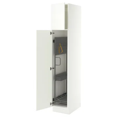 Ikea Sektion High Cabinet/pull-out Interior Fittings, White/aspudden Matte White, 15x24x80 " In Gray