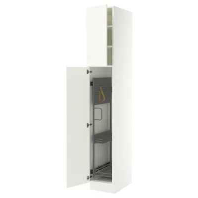 Ikea Sektion High Cabinet/pull-out Interior Fittings, White/aspudden Matte White, 15x24x90 " In Gray