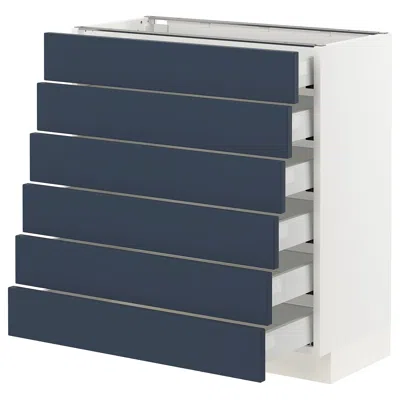 Ikea Sektion / Maximera Base Cabinet 6 Fronts/6 Low Drawers, White Axstad/matte Blue, 30x15x30 "
