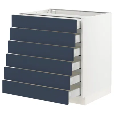 Ikea Sektion / Maximera Base Cabinet 6 Fronts/6 Low Drawers, White Axstad/matte Blue, 30x24x30 "