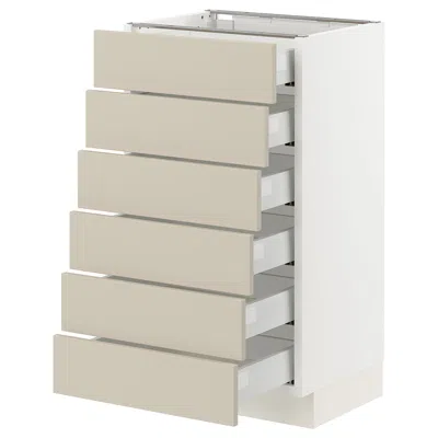 Ikea Sektion / Maximera Base Cabinet 6 Fronts/6 Low Drawers, White/havstorp Beige, 18x15x30 " In Gray