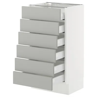 Ikea Sektion / Maximera Base Cabinet 6 Fronts/6 Low Drawers, White/havstorp Light Gray, 18x15x30 "