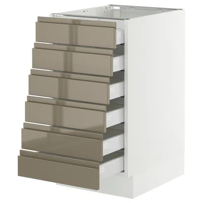Ikea Sektion / Maximera Base Cabinet 6 Fronts/6 Low Drawers, White/voxtorp High-gloss Dark Grey-brown, 18