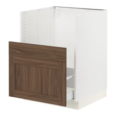 Ikea Sektion / Maximera Base Cabinet For Bredsjön Sink/2 Front/1 Drawer, White Enköping/brown Walnut Effe