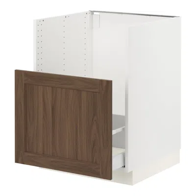 Ikea Sektion / Maximera Base Cabinet For Bredsjön Snk/1 Front/1 Drawer, White Enköping/brown Walnut Effec