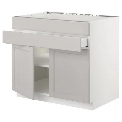 Ikea Sektion / Maximera Base Cabinet For Cktp/2 Doors/2 Front/1 Drawerr, White/lerhyttan Light Gray, 36x2
