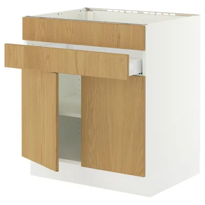 Ikea Sektion / Maximera Base Cabinet For Cktp/2 Doors/2 Front/1 Drawerr, White/sinarp Oak Veneer, 30x24x3