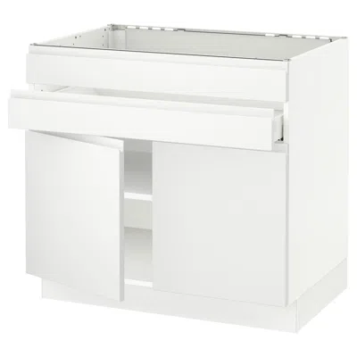 Ikea Sektion / Maximera Base Cabinet For Cktp/2 Doors/2 Front/1 Drawerr, White/voxtorp Matte White, 36x24