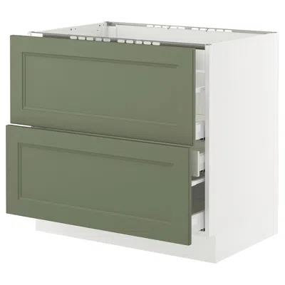 Ikea Sektion / Maximera Base Cabinet For Cktp/2 Fronts/3 Drawers, White/axstad Gray-green, 36x24x30 "