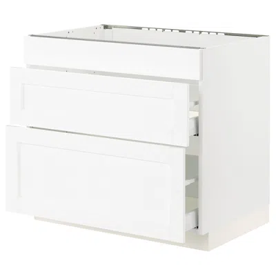 Ikea Sektion / Maximera Base Cabinet For Cktp/3 Fronts/2 Drawers, White Enköping/white Wood Effect, 36x24
