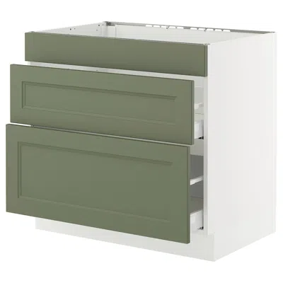Ikea Sektion / Maximera Base Cabinet For Cktp/3 Fronts/2 Drawers, White/axstad Gray-green, 36x24x30 "