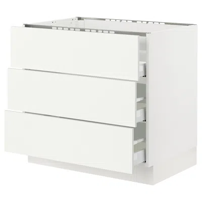 Ikea Sektion / Maximera Base Cabinet For Cktp/3 Fronts/3 Drawers, White/vallstena White, 36x24x30 "