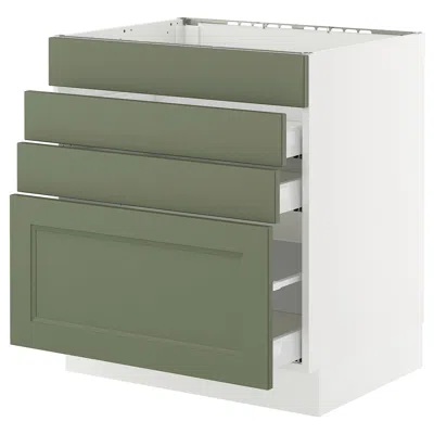 Ikea Sektion / Maximera Base Cabinet For Cktp/4 Fronts/3 Drawers, White/axstad Gray-green, 30x24x30 "