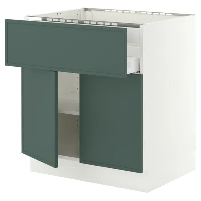 Ikea Sektion / Maximera Base Cabinet For Cktp/dw/shelves/2drs, White/aspudden Dark Gray-green, 30x24x30 "