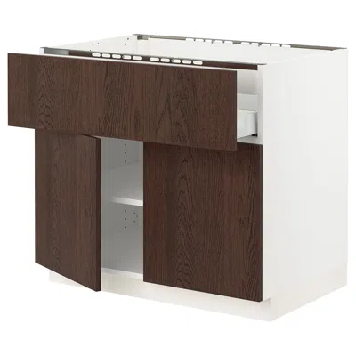 Ikea Sektion / Maximera Base Cabinet For Cktp/dw/shelves/2drs, White/sinarp Brown, 36x24x30 "