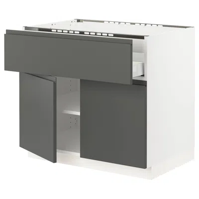 Ikea Sektion / Maximera Base Cabinet For Cktp/dw/shelves/2drs, White/voxtorp Dark Gray, 36x24x30 "