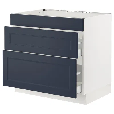 Ikea Sektion / Maximera Base Cabinet For Cooktop/interior Extractor With Drawer, White Axstad/matte Blue,