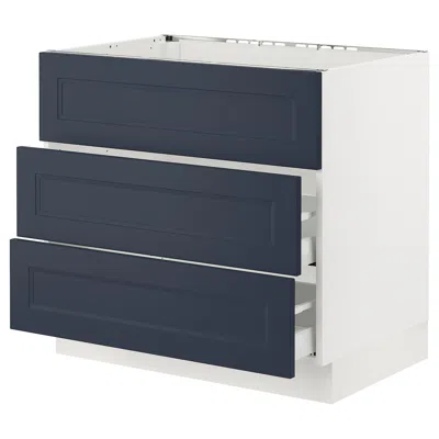 Ikea Sektion / Maximera Base Cabinet For Cooktop/interior Extractor With Drawer, White Axstad/matte Blue,