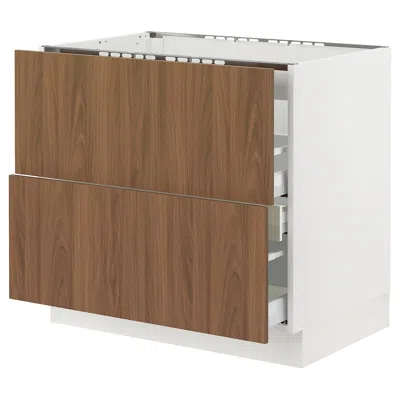 Ikea Sektion / Maximera Base Cabinet For Cooktop/interior Extractor With Drawer, White/tistorp Brown Waln