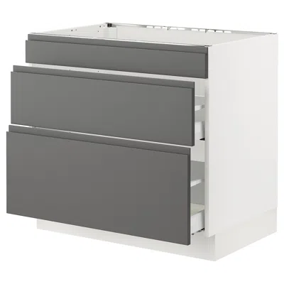 Ikea Sektion / Maximera Base Cabinet For Cooktop/interior Extractor With Drawer, White/voxtorp Dark Gray,