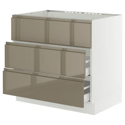 Ikea Sektion / Maximera Base Cabinet For Cooktop/interior Extractor With Drawer, White/voxtorp High-gloss