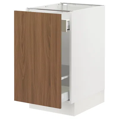 Ikea Sektion / Maximera Base Cabinet For Recycling/1 Door, White/tistorp Brown Walnut Effect, 18x24x30 "