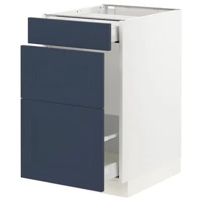 Ikea Sektion / Maximera Base Cabinet For Recycling/3 Fronts, White Axstad/matte Blue, 18x24x30 "