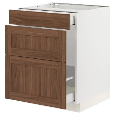 Ikea Sektion / Maximera Base Cabinet For Recycling/3 Fronts, White Enköping/brown Walnut Effect, 24x24x30
