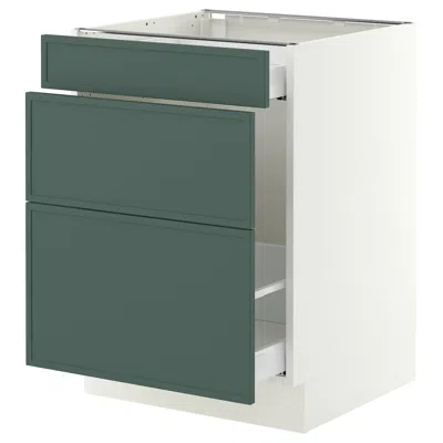 Ikea Sektion / Maximera Base Cabinet For Recycling/3 Fronts, White/aspudden Dark Gray-green, 24x24x30 "