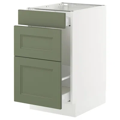Ikea Sektion / Maximera Base Cabinet For Recycling/3 Fronts, White/axstad Gray-green, 18x24x30 "