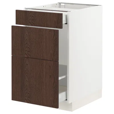 Ikea Sektion / Maximera Base Cabinet For Recycling/3 Fronts, White/sinarp Brown, 18x24x30 "
