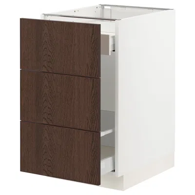 Ikea Sektion / Maximera Base Cabinet For Recycling/3 Fronts, White/sinarp Brown, 18x24x30 "