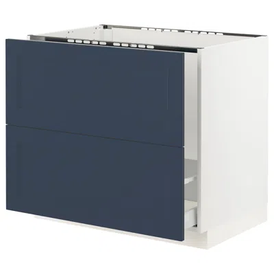 Ikea Sektion / Maximera Base Cabinet For Sink/recycling/2 Fronts, White Axstad/matte Blue, 36x24x30 "
