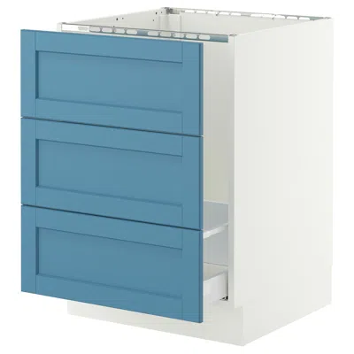 Ikea Sektion / Maximera Base Cabinet For Sink/waste Sort/3 Fronts, White/lerhyttan Blue, 24x24x30 "