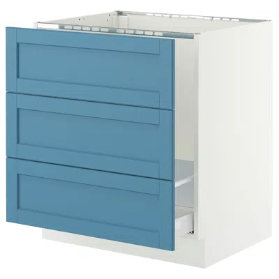 Ikea Sektion / Maximera Base Cabinet For Sink/waste Sort/3 Fronts, White/lerhyttan Blue, 30x24x30 "
