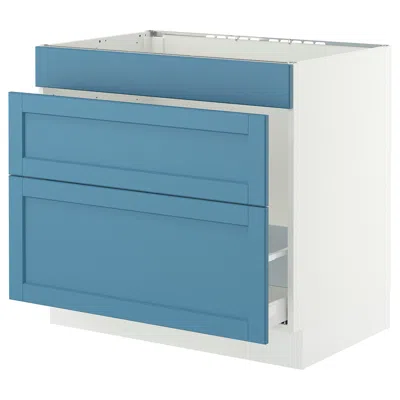 Ikea Sektion / Maximera Base Cabinet For Sink/waste Sort/3 Fronts, White/lerhyttan Blue, 36x24x30 "
