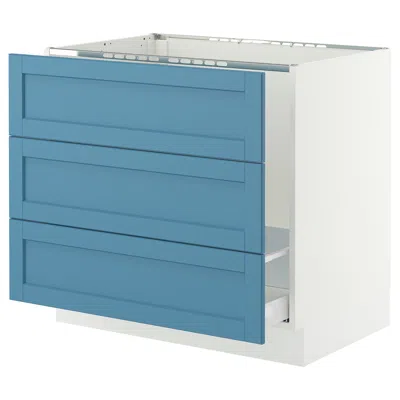 Ikea Sektion / Maximera Base Cabinet For Sink/waste Sort/3 Fronts, White/lerhyttan Blue, 36x24x30 "